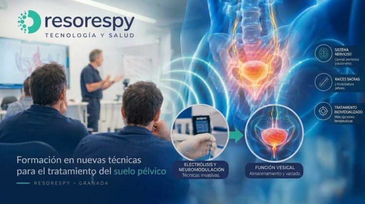 Armando y Roberto de RESORESPY durante la formación en técnicas de suelo pélvico en Granada